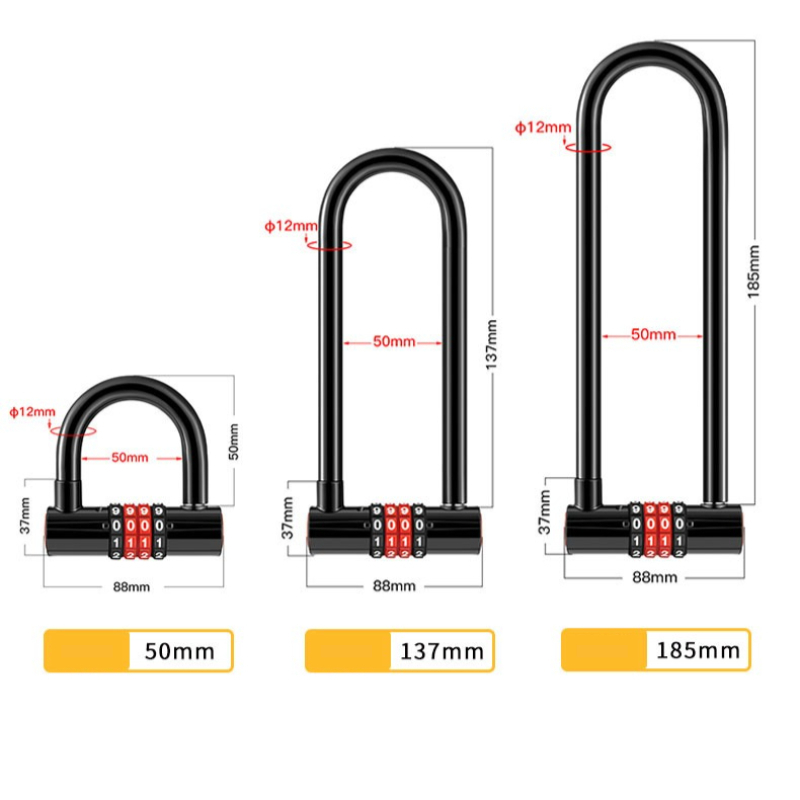 185mm/173mm/50mm 연장형 U자형 U-락 도 - Cable Lock Flexible 리뷰 및 가격